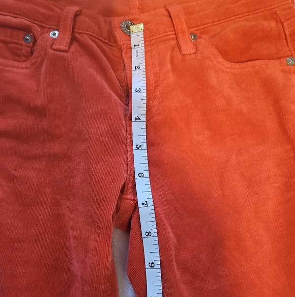 AG Adriano Goldschmied Stevie Slim Straight Corduroy Pants Orange Size 25R - Picture 2 of 8